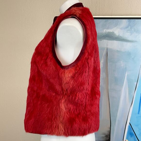 Vintage YVONNE LE MARIE red rabbit fur vest size 8 - Picture 2 of 7
